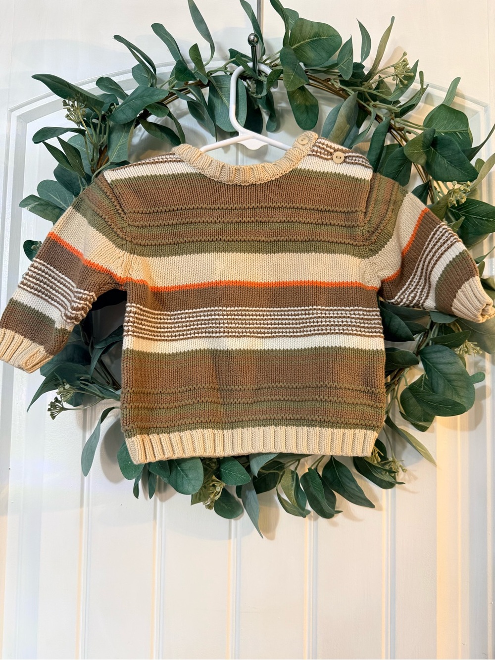 🌿10/$25 • Togo Striped Crewneck Sweater in Olive, Cream & Brown